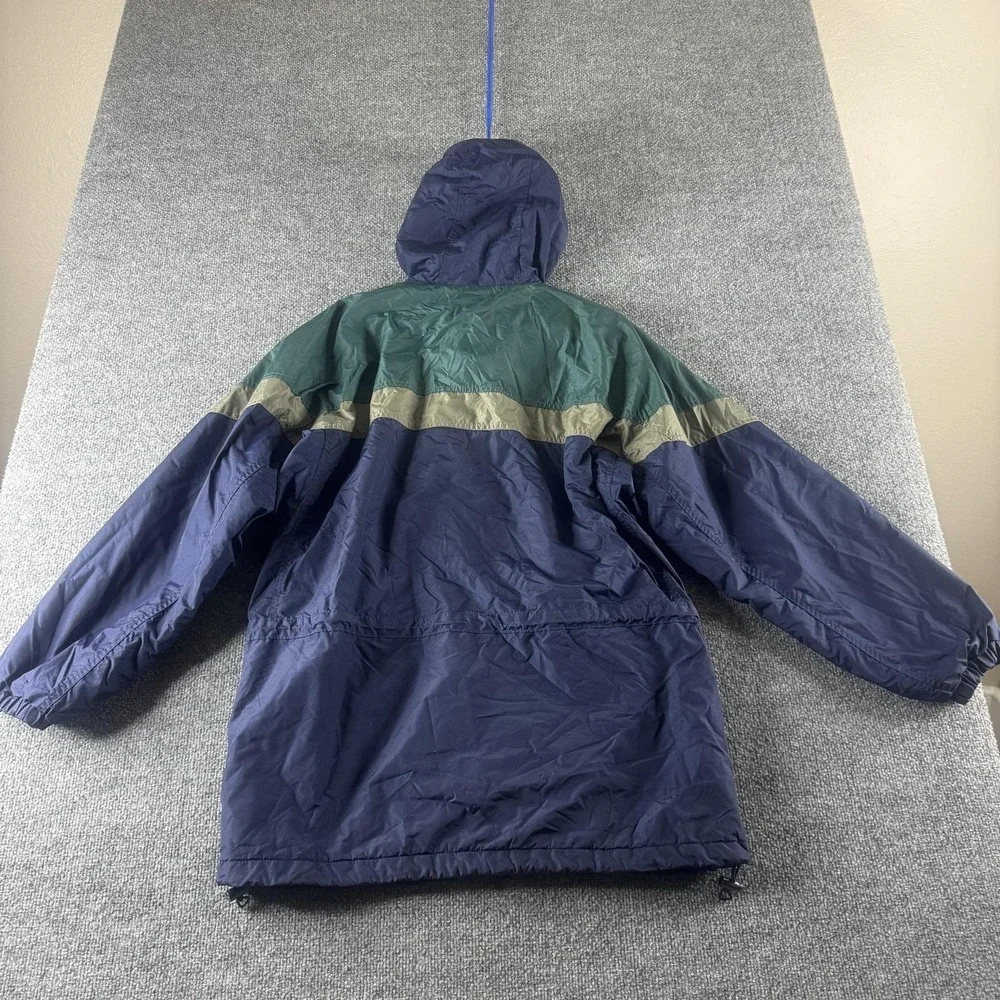 Vintage Columbia Jacket Mens M Blue Nylon Hooded Fleece Lined Parka 90s